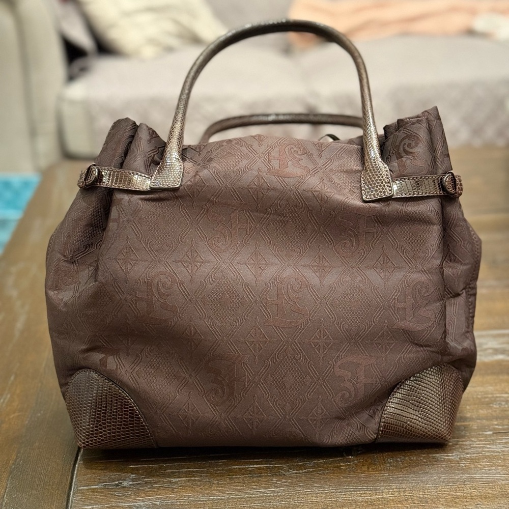 NWT Gianfranco Ferre Brown Print Bag with Dust Bag